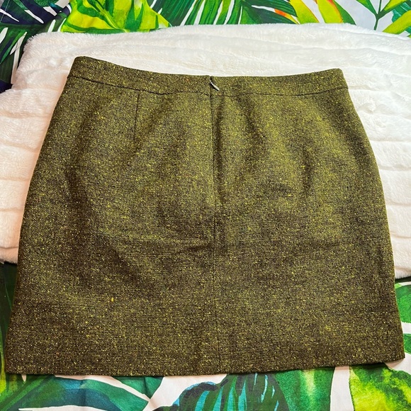 Ann Taylor LOFT 8 Green Speckled Wool Fall Winter Whimsygoth Lined Mini Skirt - Picture 2 of 7
